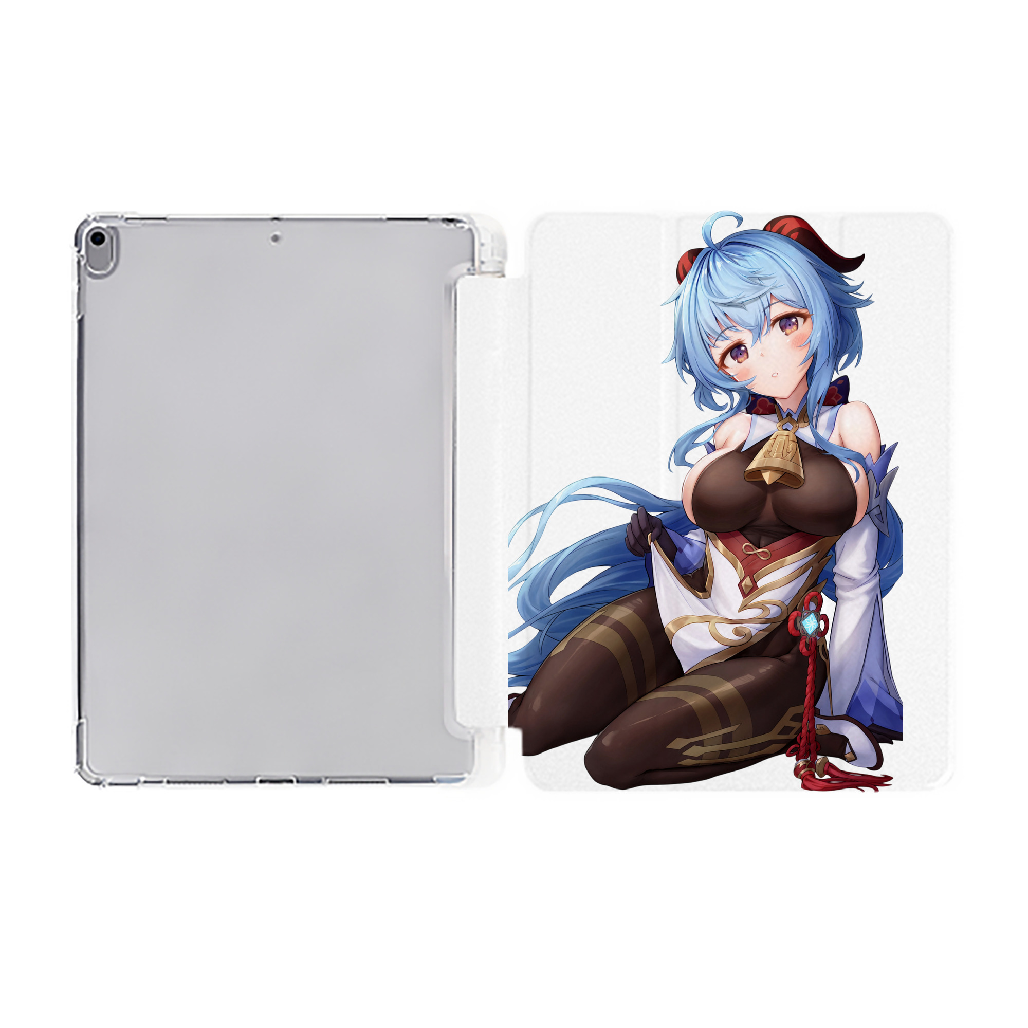 げんし神 甘雨 かんう genshin Ganyu IPad ケース ペン収納付き 三つ折りスタンド PUレザー×シリコン 対応機種9.5/10.5/10.9インチ